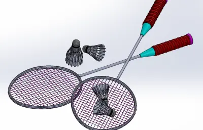 球拍和羽毛球solidworks模型