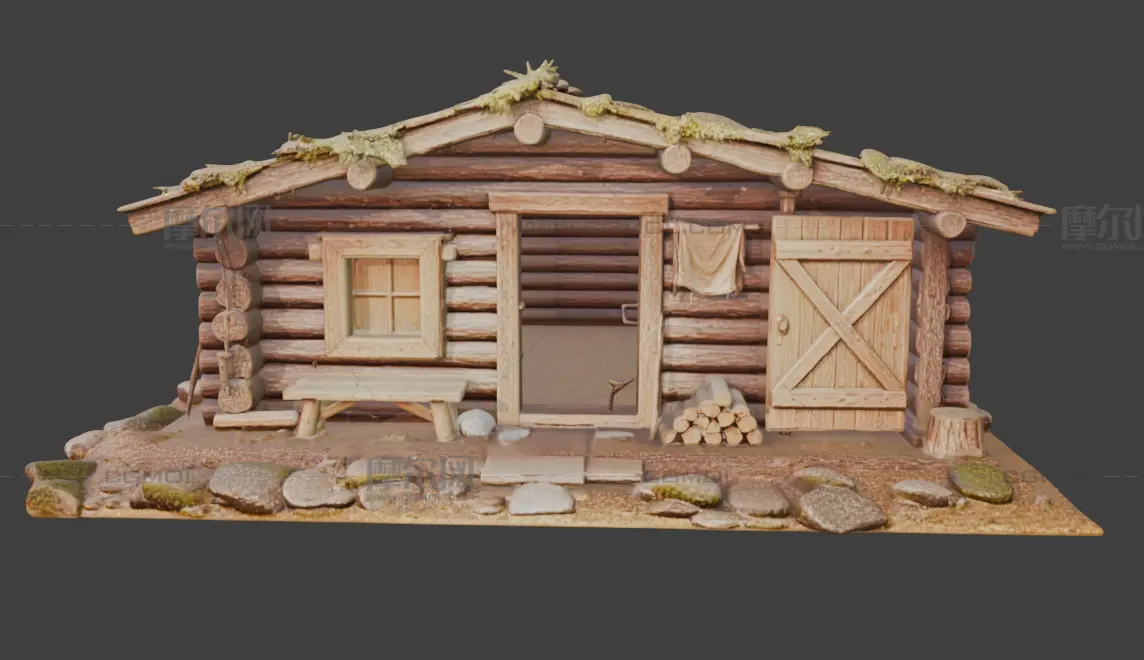 林间小屋 AI原木房屋建筑