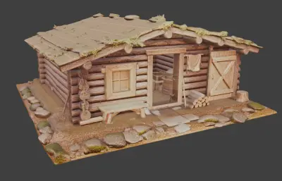 林间小屋 AI原木房屋建筑