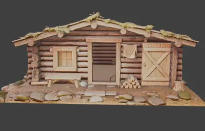 林间小屋 AI原木房屋建筑