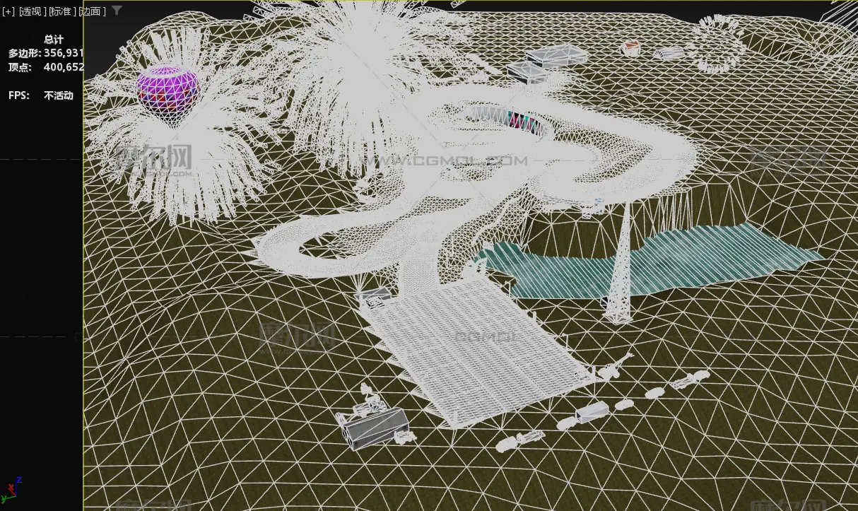 虚构山地赛车场 环山赛道 多弯道拉力赛道3D塌陷模型