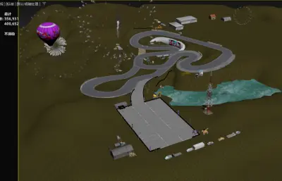 虚构山地赛车场 环山赛道 多弯道拉力赛道3D塌陷模型