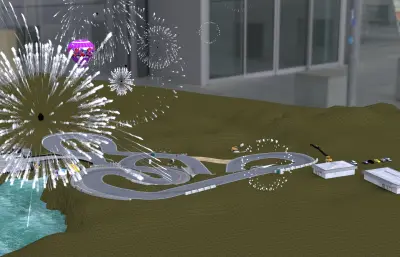 虚构山地赛车场 环山赛道 多弯道拉力赛道3D塌陷模型
