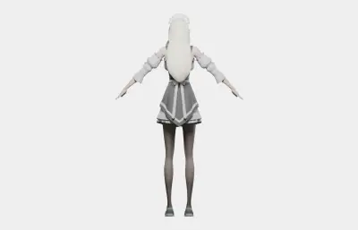 白发精灵女仆 女性角色 带骨骼绑定