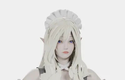 白发精灵女仆 女性角色 带骨骼绑定