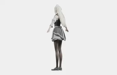 白发精灵女仆 女性角色 带骨骼绑定