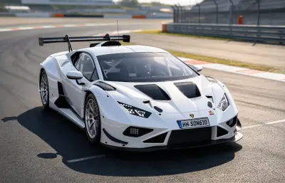 兰博基尼Huracan GT3场地赛车,白色碳纤维赛道跑车