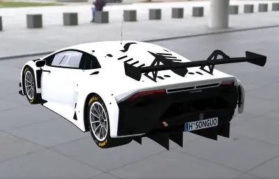 兰博基尼Huracan GT3场地赛车,白色碳纤维赛道跑车