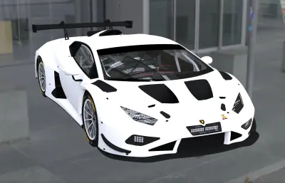 兰博基尼Huracan GT3场地赛车,白色碳纤维赛道跑车