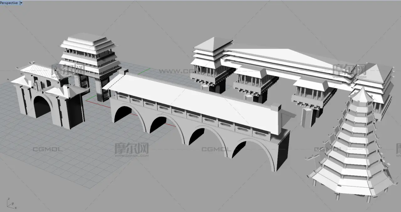 古代中国风建筑,中国风宝塔/风雨桥/城楼/碉堡