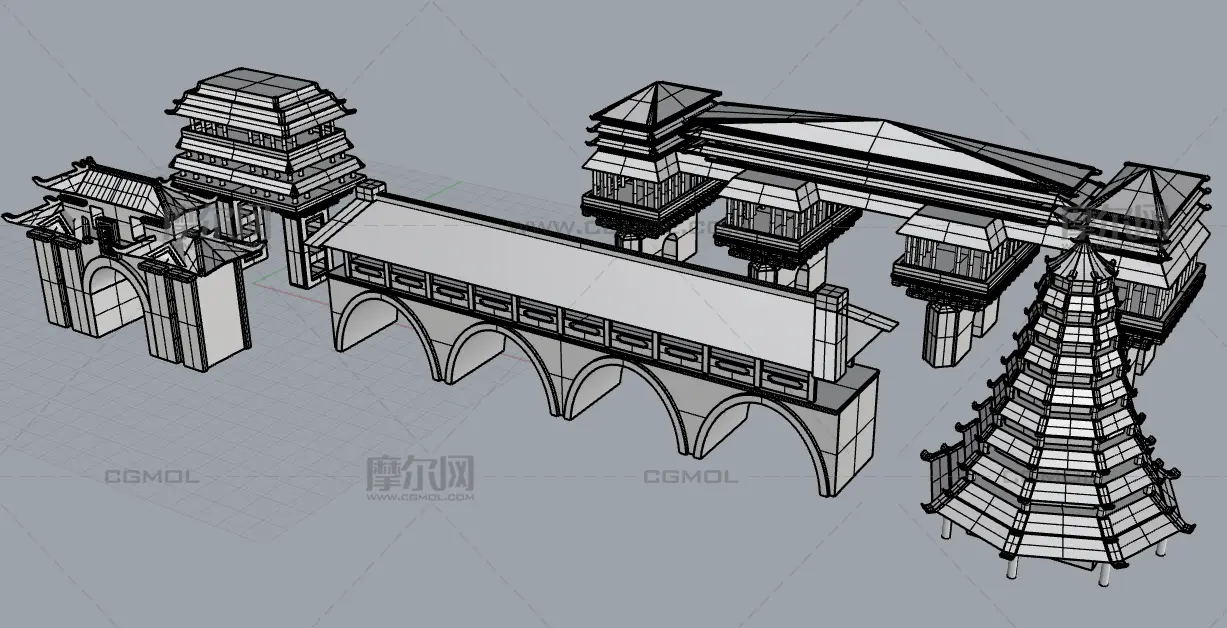 古代中国风建筑,中国风宝塔/风雨桥/城楼/碉堡