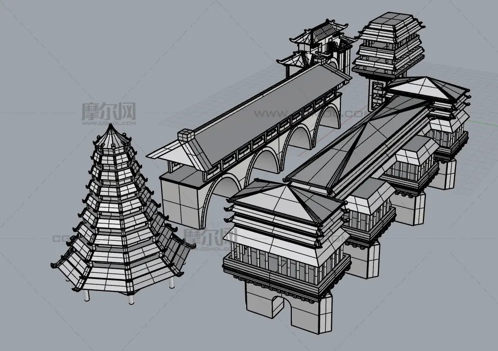 古代中国风建筑,中国风宝塔/风雨桥/城楼/碉堡