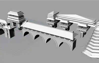 古代中国风建筑,中国风宝塔/风雨桥/城楼/碉堡