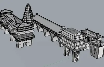 古代中国风建筑,中国风宝塔/风雨桥/城楼/碉堡