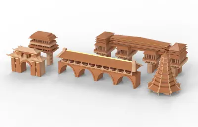古代中国风建筑,中国风宝塔/风雨桥/城楼/碉堡
