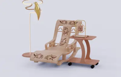 复古古典躺椅,灯具组合