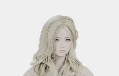 金发白裙女性角色,带骨骼绑定
