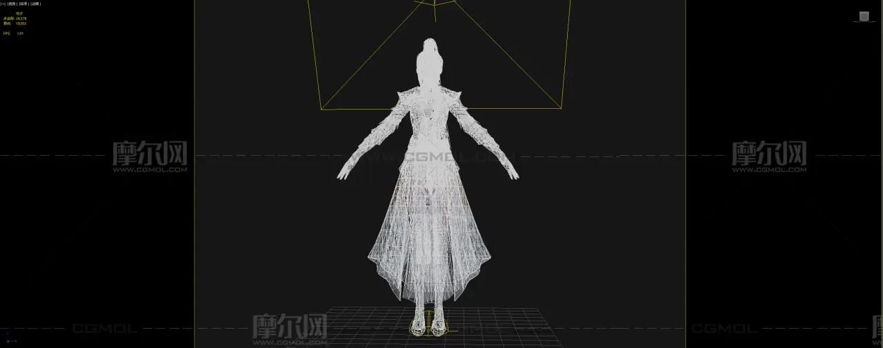 古风女侠 高马尾金冠 白纱鎏金战甲