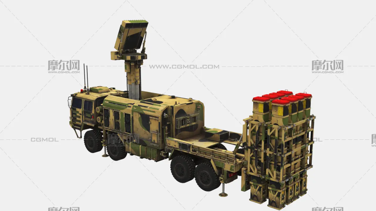 红旗11/HQ11/红旗-11防空导弹发射车3DMAX模型