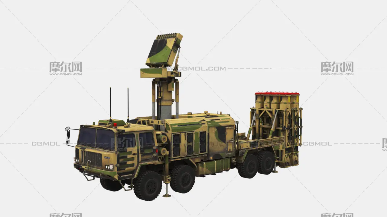 红旗11/HQ11/红旗-11防空导弹发射车3DMAX模型