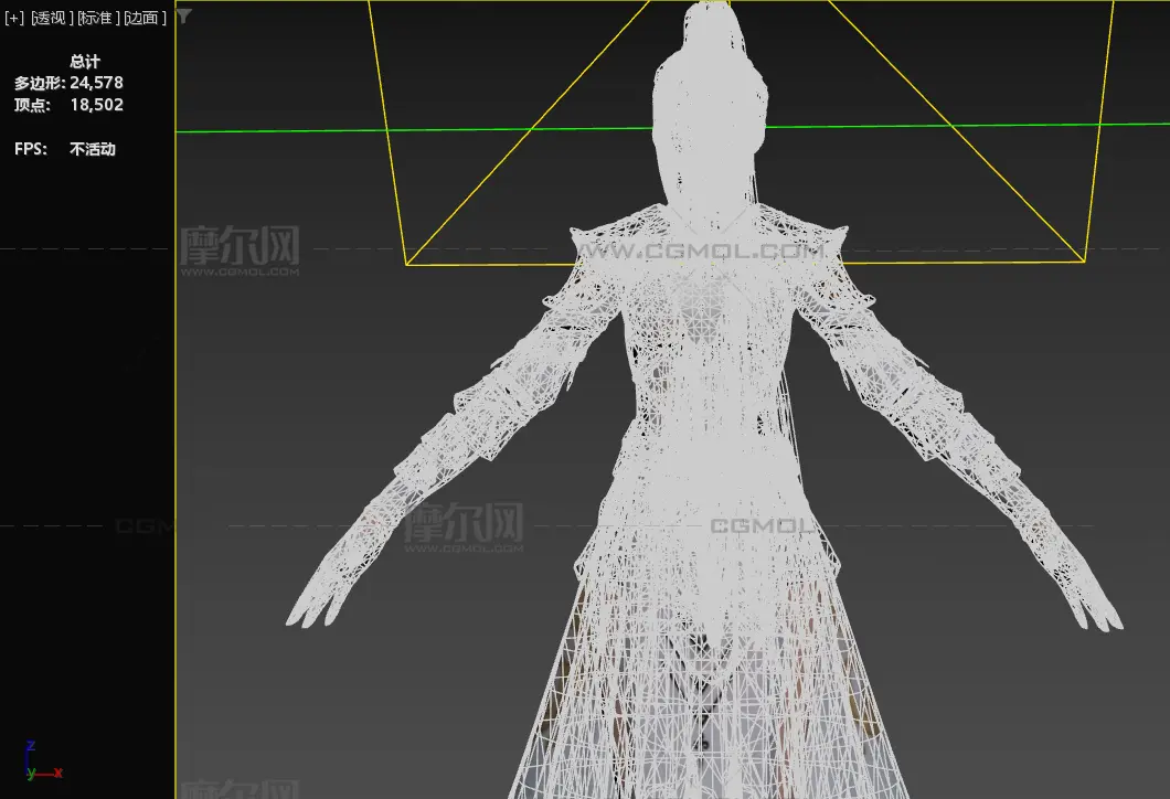 古风女侠 高马尾金冠 白纱鎏金战甲