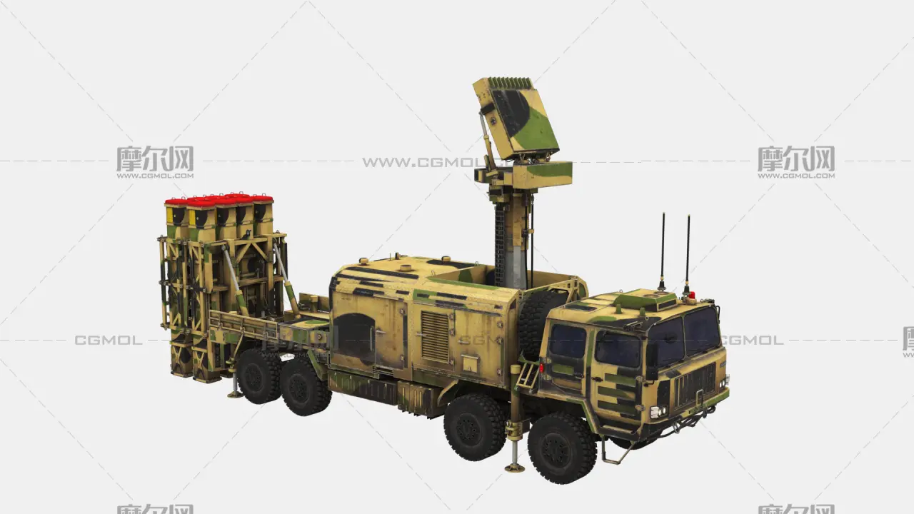 红旗11/HQ11/红旗-11防空导弹发射车3DMAX模型
