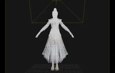 古风女侠 高马尾金冠 白纱鎏金战甲