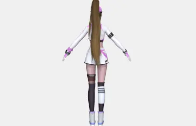 现代运动少女 高马尾潮酷休闲装 白紫撞色运动装女孩