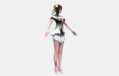 古装汉服美女 国风改良旗袍短裙小姐姐 黑白渐变蕾丝女孩