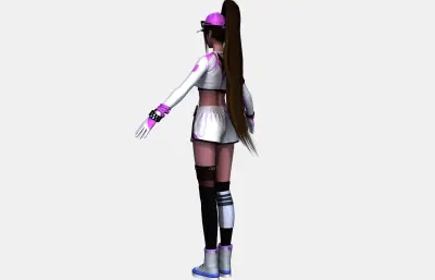 现代运动少女 高马尾潮酷休闲装 白紫撞色运动装女孩