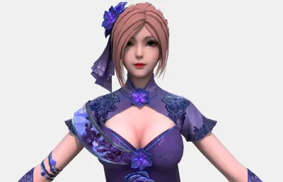 国风旗袍美女,古风短裙小姐姐,次世代角色