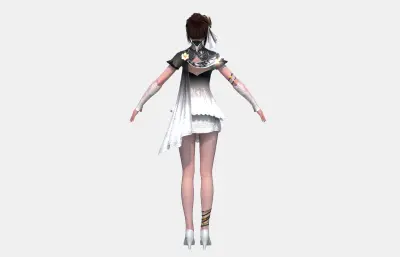 古装汉服美女 国风改良旗袍短裙小姐姐 黑白渐变蕾丝女孩