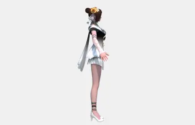 古装汉服美女 国风改良旗袍短裙小姐姐 黑白渐变蕾丝女孩