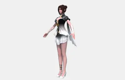 古装汉服美女 国风改良旗袍短裙小姐姐 黑白渐变蕾丝女孩
