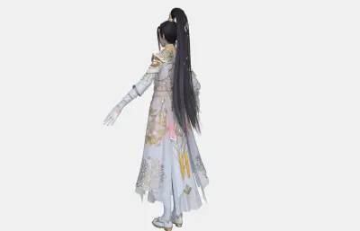 古风女侠 高马尾金冠 白纱鎏金战甲