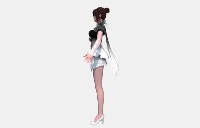 古装汉服美女 国风改良旗袍短裙小姐姐 黑白渐变蕾丝女孩